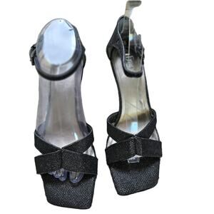 Franco Sarto Raina Heels Size 8 Black Sparkle‎ Party Holiday